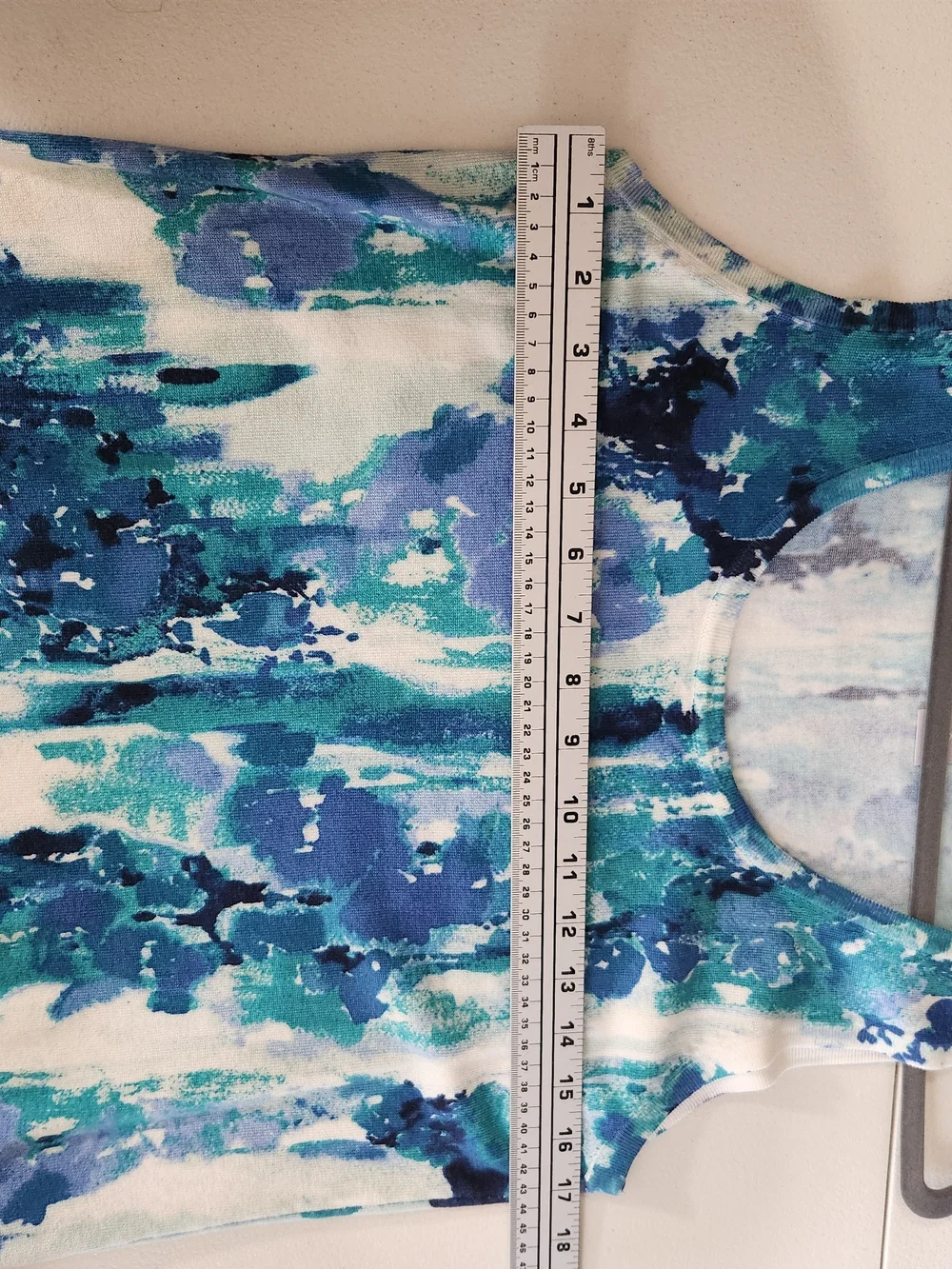 Chico's Blue Teal White Watercolor Print Sweater Cardigan Set